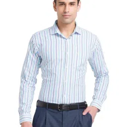Park Avenue Blue Cotton Slim Fit Checks Shirt-picture-23