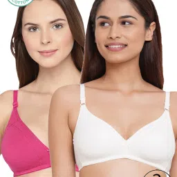 Inner Sense Pink & White Half Coverage T-Shirt Bra - Pack of 2 image 1