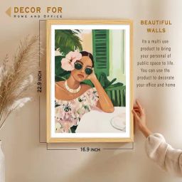 Art Street Boho Vintage Women In Cafe Portrait Wall Art Painting-picture-30