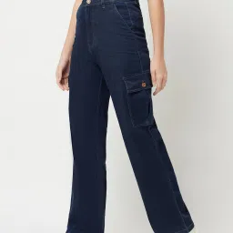 Crimsoune Club Blue Straight Fit Mid Rise Cargo Jeans image 3