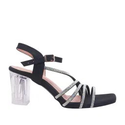 Hvnly by Shoetopia Women's Black Ankle Strap Sandals image 2