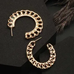 Priyaasi Rose Gold-Plated Circle Link Hoop Earrings for Women-image-63