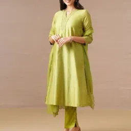 Jaypore Lime Green Regular Fit Kurta image 3