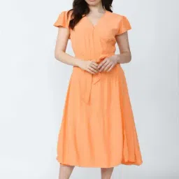 Van Heusen Orange A-Line Dress-image-0