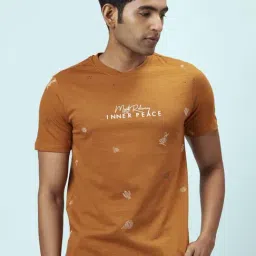 Urban Ranger by Pantaloons Tan Cotton Slim Fit Printed T-Shirt-picture-20