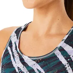 Asics Green & White Printed Tank Top image 5