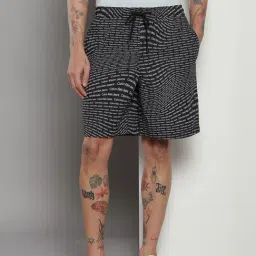 Calvin Klein Black Cotton Regular Fit Printed Shorts-image-85