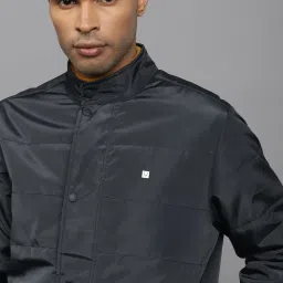 allen solly Men Grey Textured Full Sleeves Casual Jacket image 4