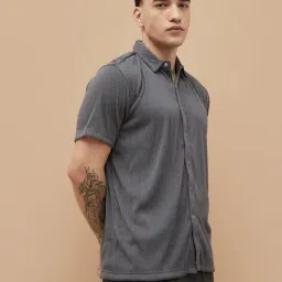 Forca By Lifestyle Grey Boxy Fit Texture Shirt image 3