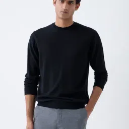 WES Formals by Westside Black Solid Relaxed-Fit Sweater-picture-23