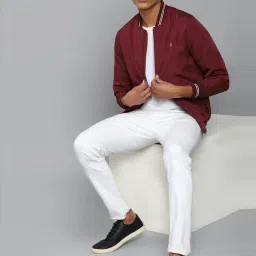 allen solly Men Maroon Solid Full Sleeves Casual Jacket image 5