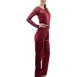 Miss Chase Maroon Lace Jumpsuit image 4
