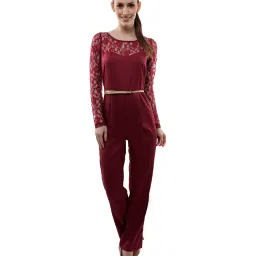 Miss Chase Maroon Lace Jumpsuit image 1