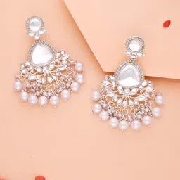 Anouk Gold Plated Artificial Stones Studded and Beads Beaded contemporary Drop Earrings image 5