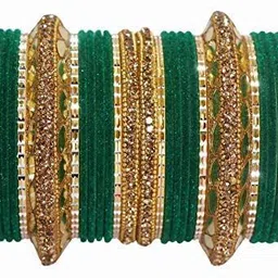 ZULKA Set Of 30 Gold-Plated Zircon Stone-Studded Bangles-picture-15
