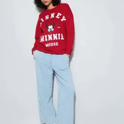 Ginger By Lifestyle Red Cotton Regular Fit Printed Sweatshirt image 4