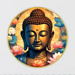 Livin'luxe Gold-Toned & Brown MDF Lord Buddha Round Wall Art 50.8 cm x 50.8 cm-picture-36