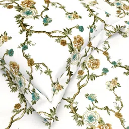 THE WHITE MOSS White & Mustard Floral 220 TC Queen Bedsheet with 2 Pillow Covers-picture-16
