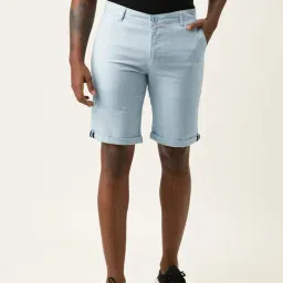 IVOC Light Blue Regular Fit Cotton Shorts-image-17
