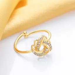 Zavya 925 Sterling Silver Mesmerizing Gold Weave Casual Ring For Women-image-89