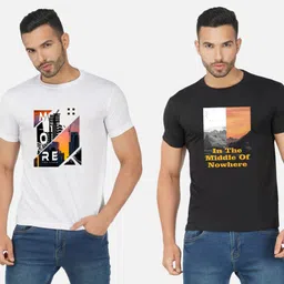 GLOBAL NOMAD Men 2 Printed Bio Finish Applique T-shirt-picture-26