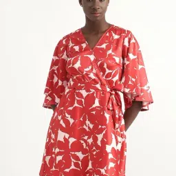 United Colors of Benetton Red Printed A-Line Dress-picture-10