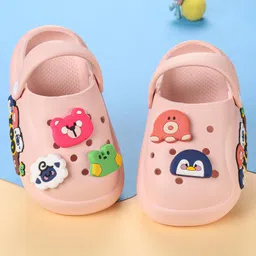 Oh! Pair Clogs with Back Strap Closure Penguin & Bear Applique -  Pink-picture-34