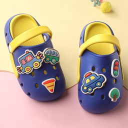 Oh! Pair Back Strap Closure Slip On Clogs with Vehicle Applique - Blue-picture-3