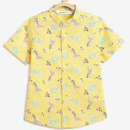 Campana 100% Cotton Half Sleeves Baby Animals Printed Shirt - Yellow-image-43