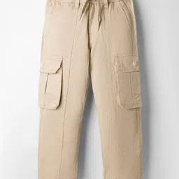 Ruff Cotton Woven Full Length Solid Colour Trouser With Cargo Pocket - Tan-picture-20