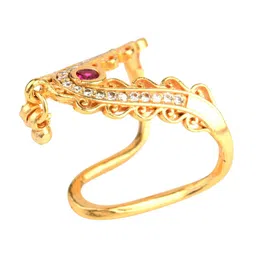 DIMIKI Gold-Plated American Diamonds Studded Vanki Adjustable Finger Ring image 2