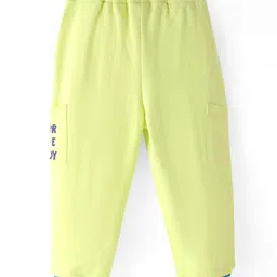 Babyhug Terry Knit Full Length Text & DinoPrinted Lounge Pant - Lime Green image 2
