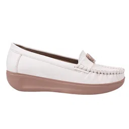 Shoetopia Stones Embellished Slip On Loafers - White image 4