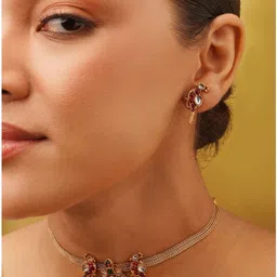 JAYPORE Gold-Plated Kundan Studded And Beaded Necklace And Earrings image 2
