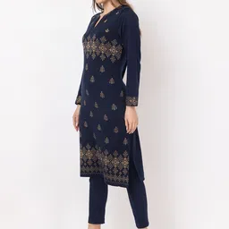 KEIKO Women Ethnic Motifs Embroidered Flared Sleeves Thread Work Jacquard Kurta image 4