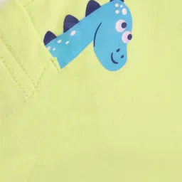 Babyhug Terry Knit Full Length Text & DinoPrinted Lounge Pant - Lime Green image 4