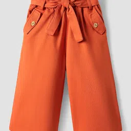 OLLINGTON ST. Cotton Half Sleeves Floral Printed Top & Knit Culotte with Belt - Rust Orange image 4