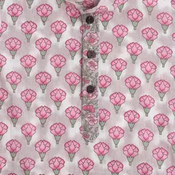 The Magic Wand Cotton Woven Full Sleeves Floral Motif Printed Kurta & Dhoti Set - Pink image 5