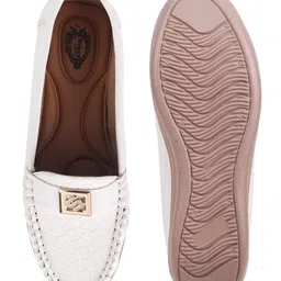 Shoetopia Stones Embellished Slip On Loafers - White image 5