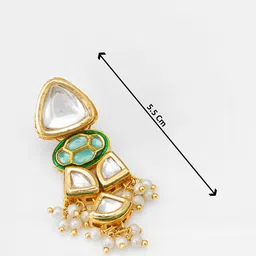 Anouk Gold-Plated Kundan Studded & Pearls Beaded Contemporary Drop Earrings image 2