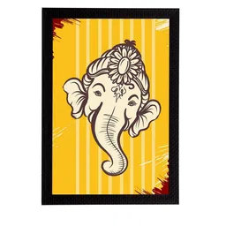 eCraftIndia Yellow & Cream-Coloured Lord Ganesha Satin Matt Textured UV Wall Art image 3