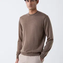 WES Formals by Westside Taupe Solid Relaxed-Fit Sweater-picture-25