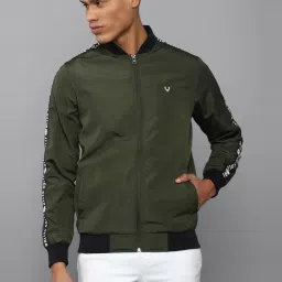 allen solly Men Olive Print Full Sleeves Casual Jacket image 1