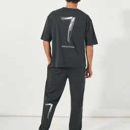 Styli Grey Cotton Blend Relaxed Fit Print Co-Ord Sets image 2