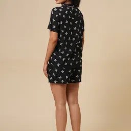 Chemistry Black Viscose Print Night Suit image 2