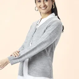 Rangmanch by Pantaloons Grey Embellished Cardigan image 3