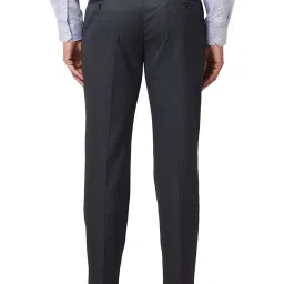 Park Avenue Dark Grey Regular Fit Self Design Flat Front Trousers image 2