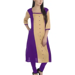 PATRORNA Gold & Purple Regular Fit Kurta image 3
