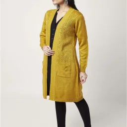 Rangmanch by Pantaloons Mustard Self Pattern Cape image 3