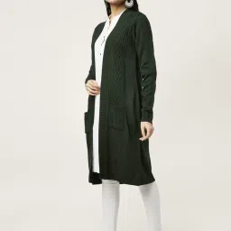 Rangmanch by Pantaloons Green Self Pattern Cape image 3